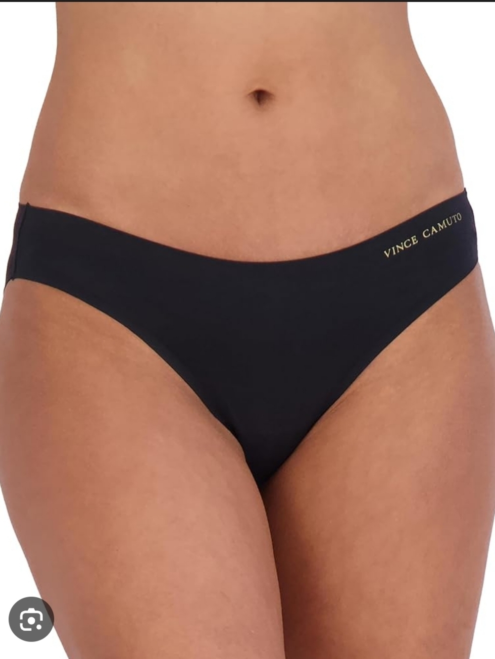5 Pack Vince Camuto Black Seamless Bikini Brief with Gold Logo